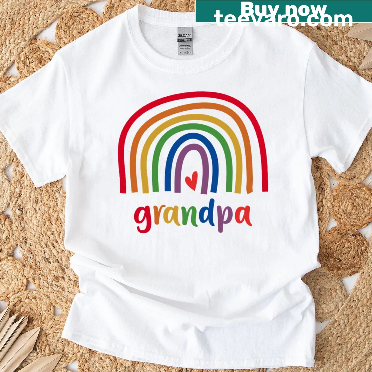 Grandpa Rainbow Gifts T-shirt with colorful heartfelt text — on a men's t-shirt