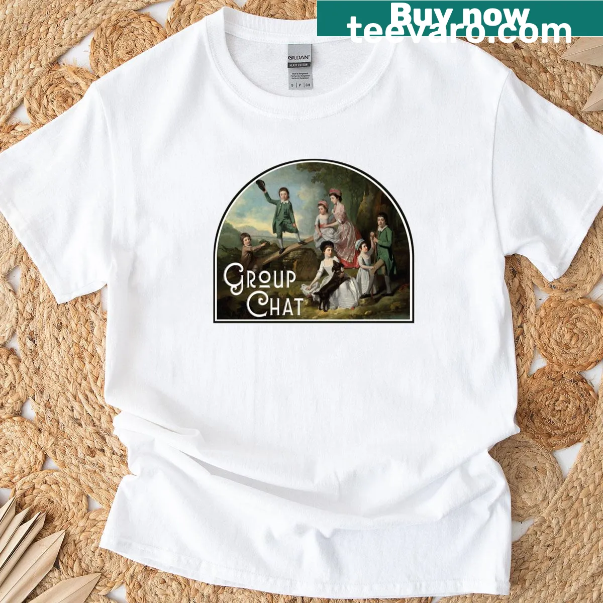 Art history themed graphic t-shirt with painting design — on a men's t-shirt