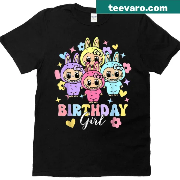 Cute cartoon Labubu birthday T-shirt for kids