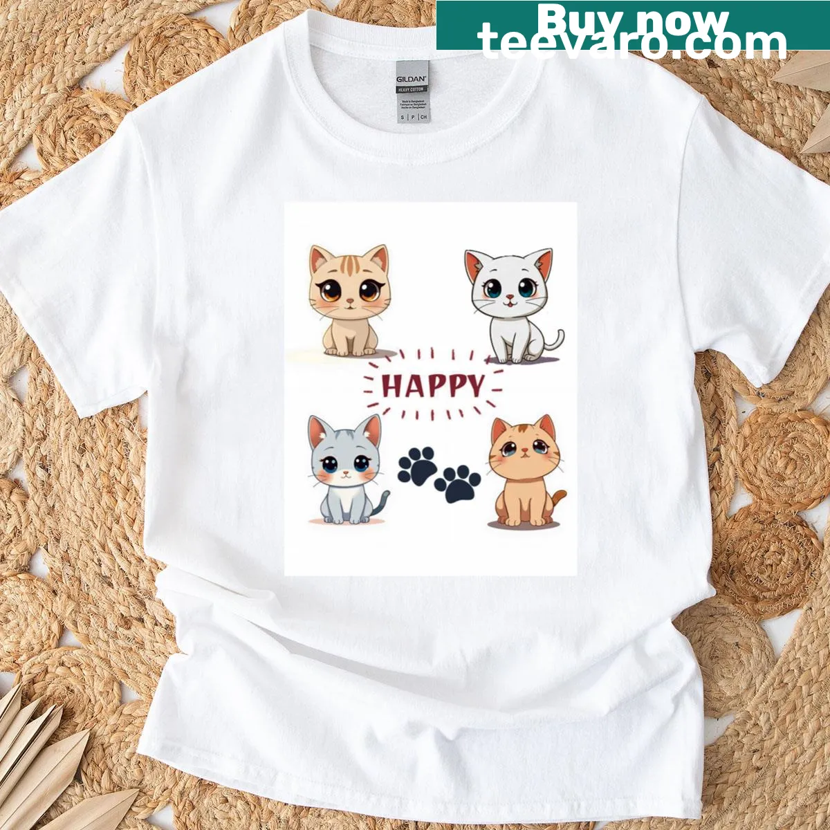 Cute kawaii anime kittens graphic t-shirt — on a men's t-shirt