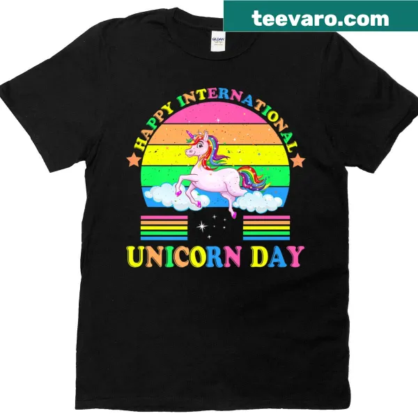 Cute unicorn graphic T-shirt for kids celebrating unicorn day