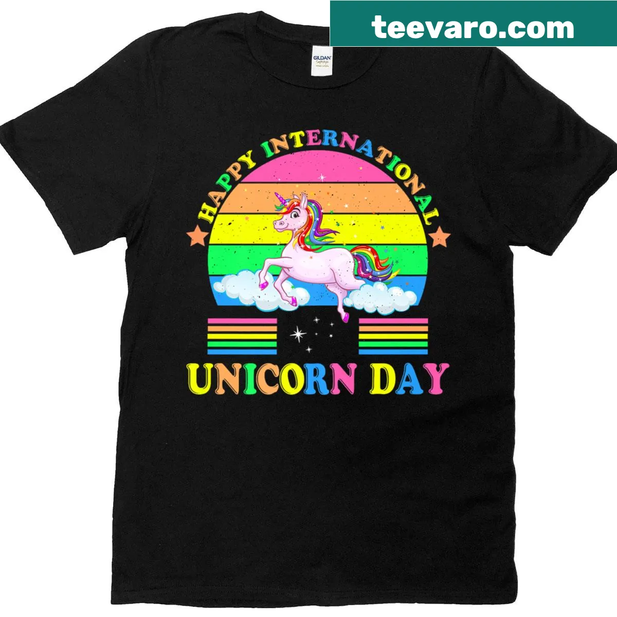 Cute unicorn graphic T-shirt for kids celebrating unicorn day — on a men's t-shirt