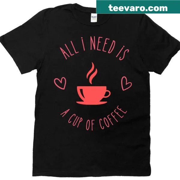 Illustrated T-shirt with a coffee cup and heart design