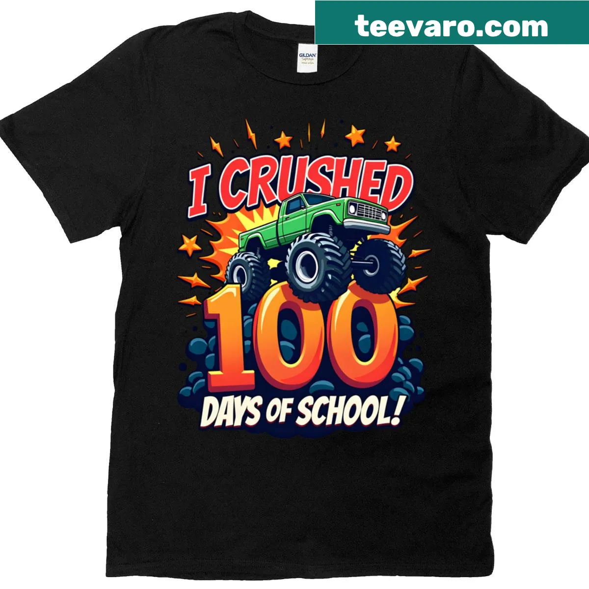 Oversized t-shirt stating 'I Crushed 100 Days Of School' in bold text — on a men's t-shirt