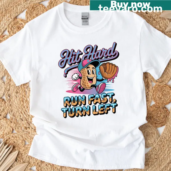 Energetic t-shirt with baseball and ice cream graphics and bold text