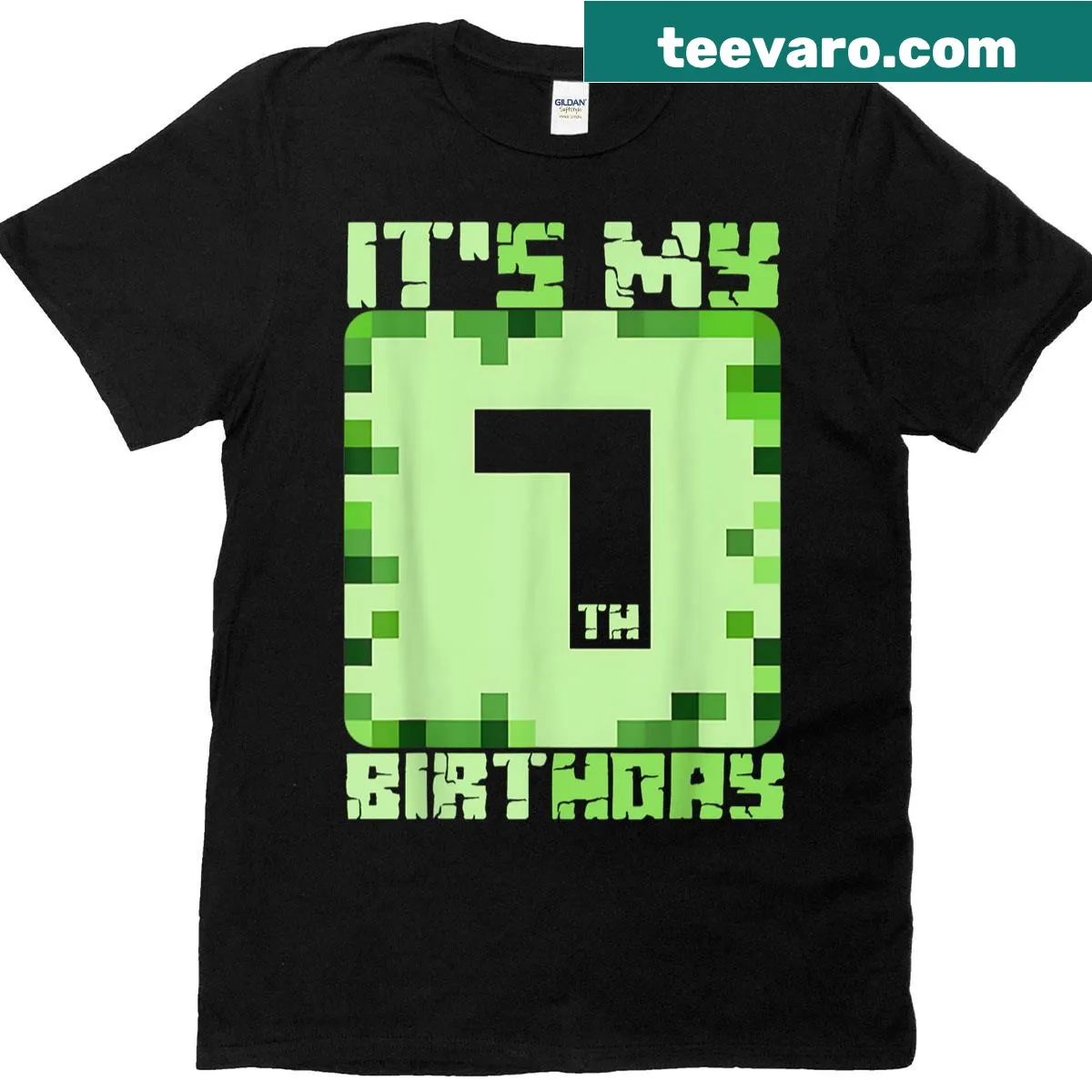 Video game themed T-shirt for kids celebrating their 7th birthday — on a men's t-shirt