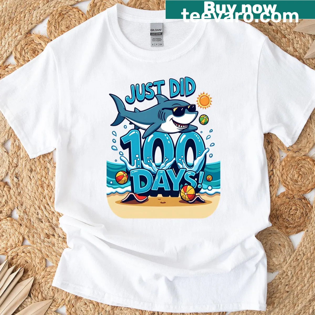 Typography design celebrating 100 days of school on t-shirt — on a men's t-shirt