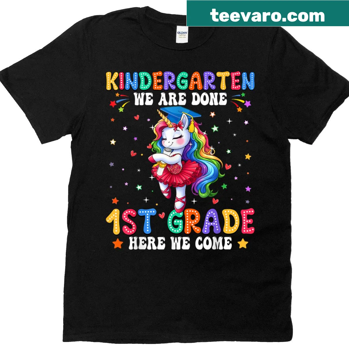 Cute unicorn graduation graphic on a t-shirt for kids — on a men's t-shirt