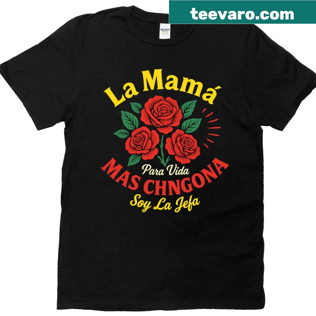 T-shirt honoring Mexican grandmothers with 'La Mamás Chingona' text — on a men's t-shirt