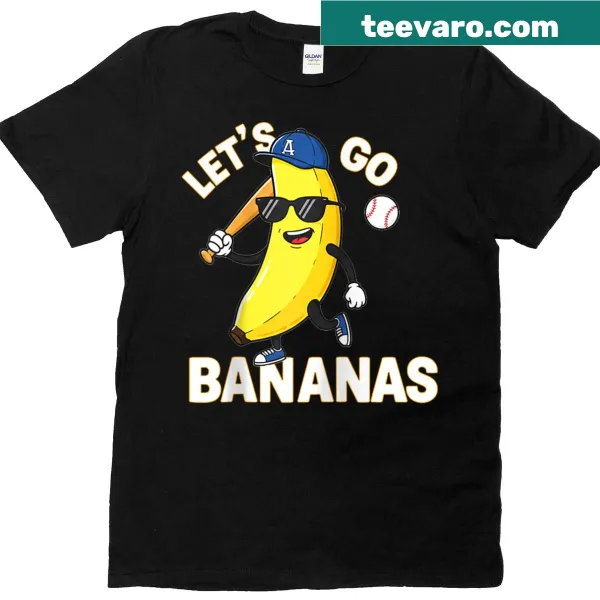 Funny baseball T-shirt with cartoon banana design