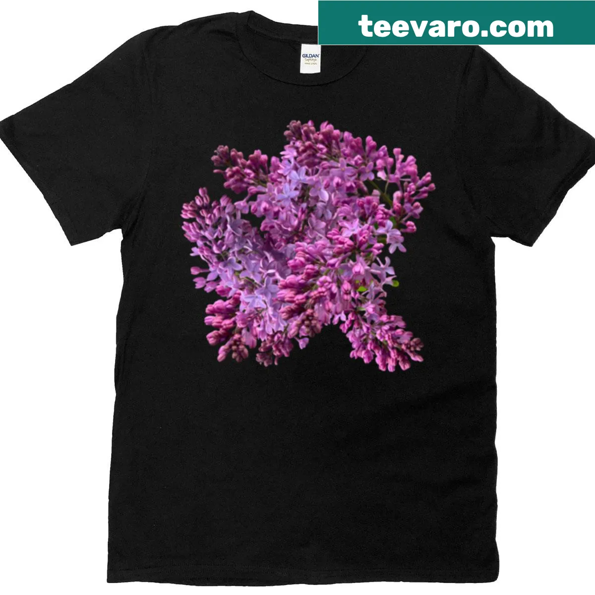 Illustration of lilac flowers on a T-shirt — on a men's t-shirt