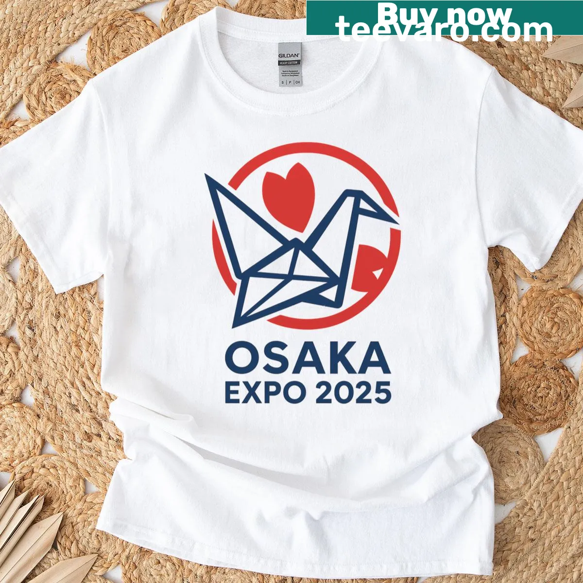 Minimalist T-shirt featuring the logo of Expo 2025 — on a men's t-shirt