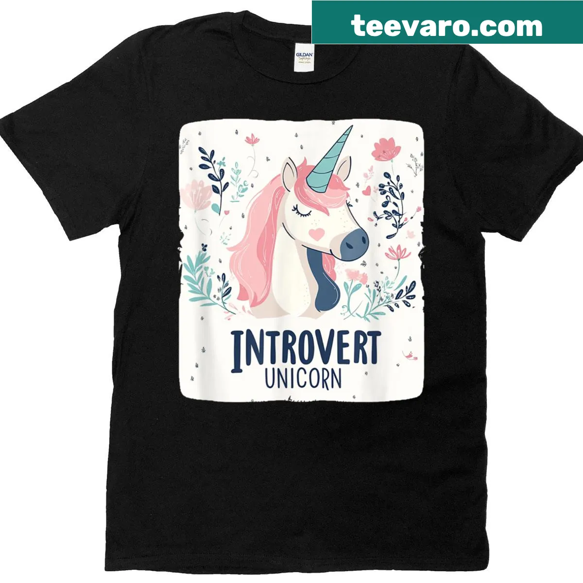 Cute unicorn in a costume on an introvert t-shirt — on a men's t-shirt