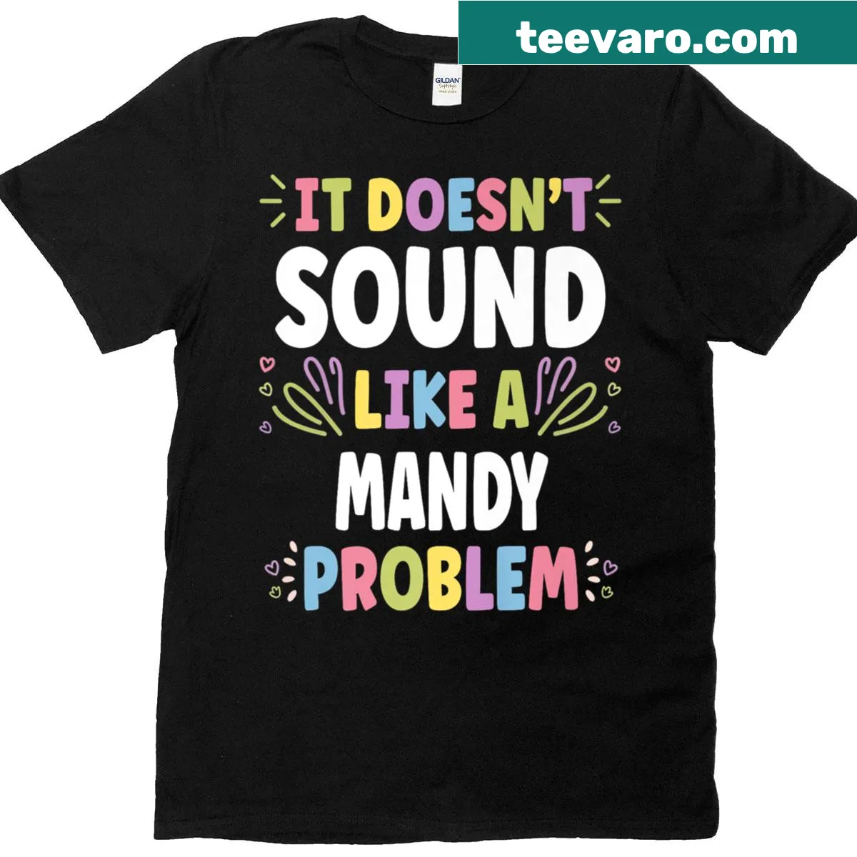 Personalized t-shirt featuring the name Mandy in a unique design. — on a men's t-shirt