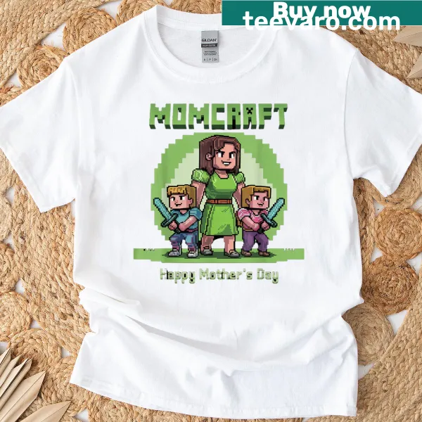 Humorous T-shirt for moms with the phrase 'Momcraft' for Mother's Day.