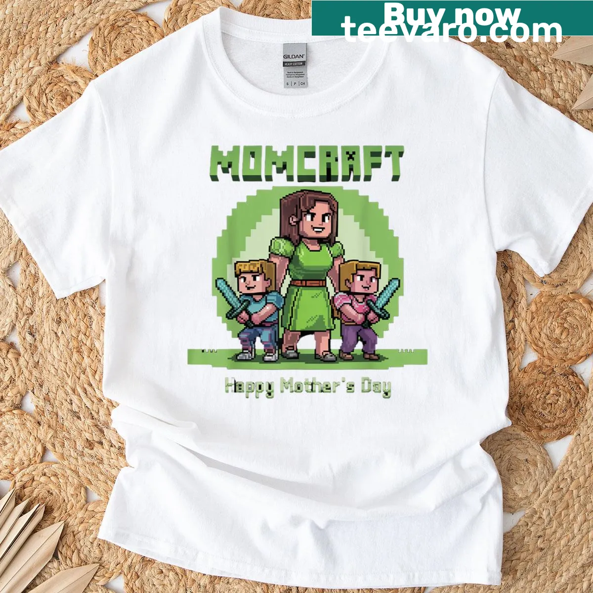 Humorous T-shirt for moms with the phrase 'Momcraft' for Mother's Day. — on a men's t-shirt