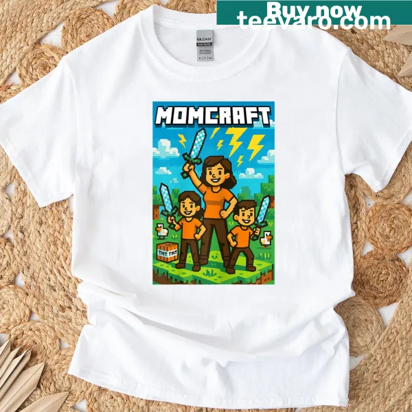 T-shirt celebrating motherhood with the phrase 'Momcraft'.