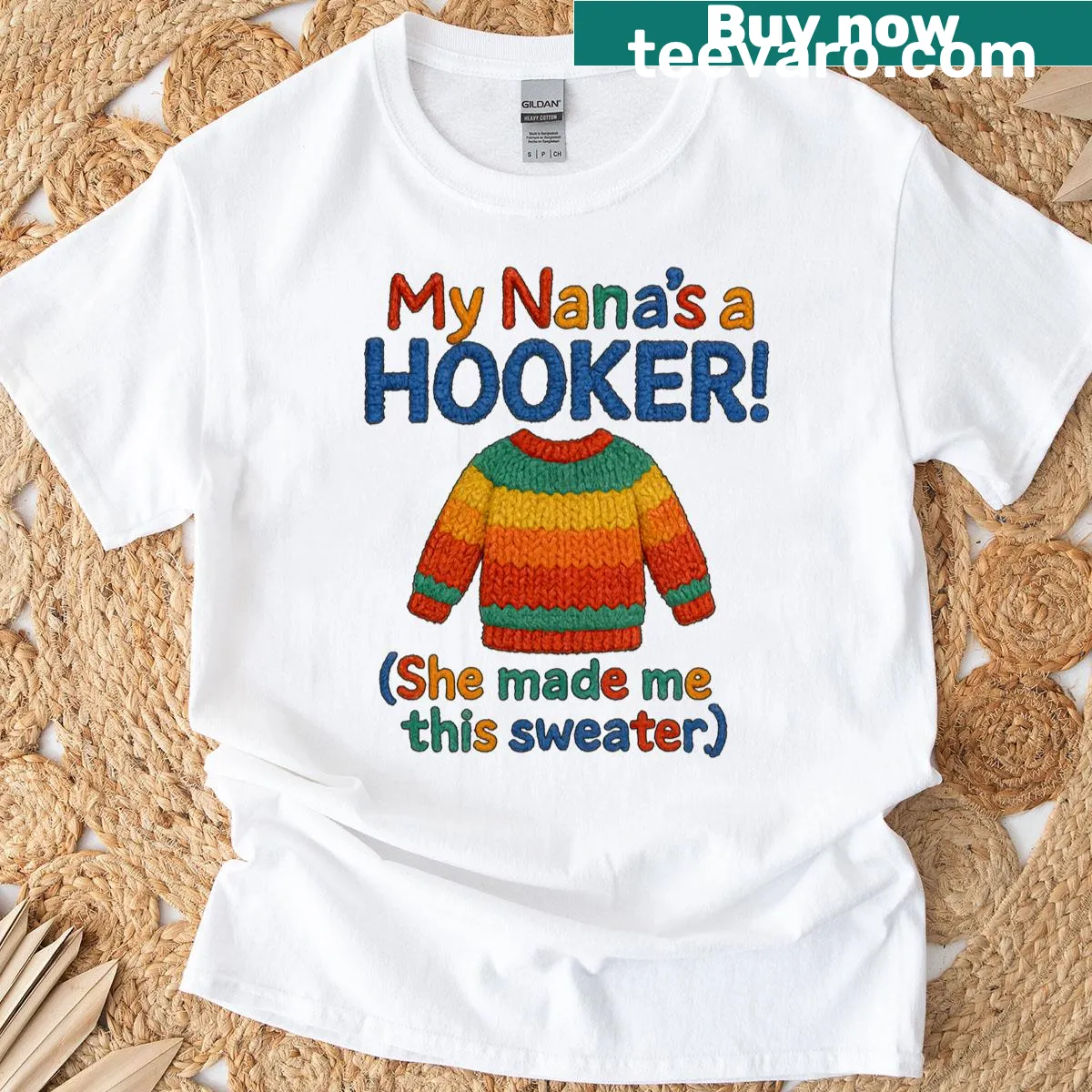 Funny T-shirt with text about grandma's crafting skills. — on a men's t-shirt