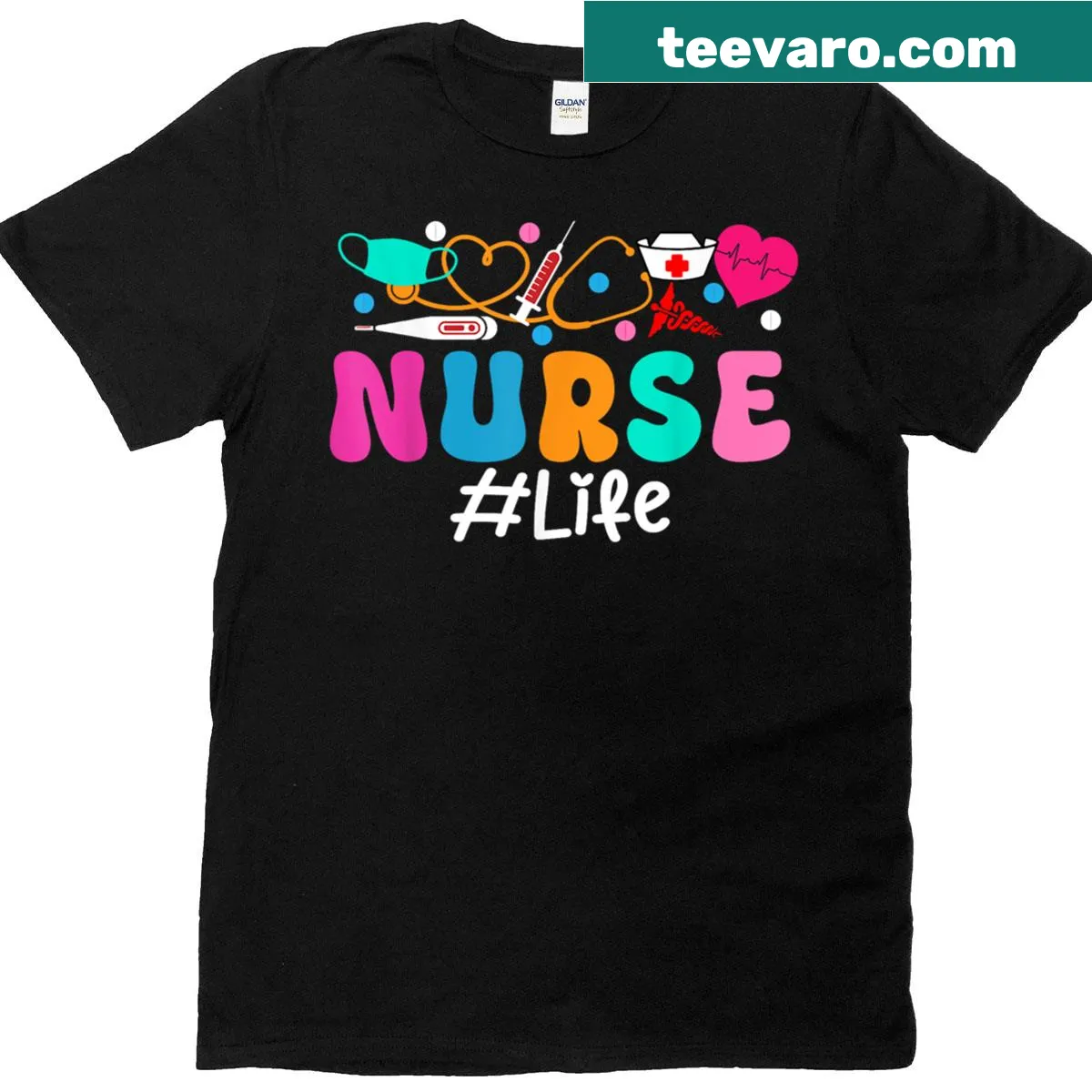 Cheerful illustration T-shirt celebrating Nurse Life for Nurses Day 2025. — on a men's t-shirt