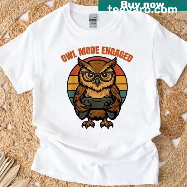 Retro owl graphic with 'Owl Mode Engaged' text