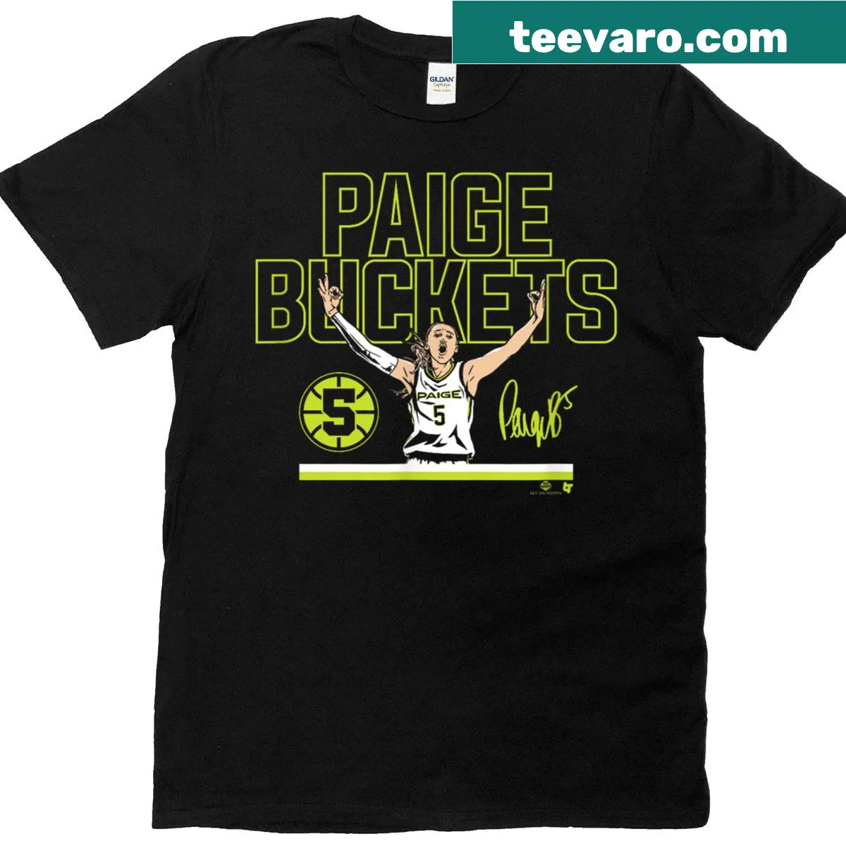 Basketball tee featuring Paige Bueckers and Buckets graphic — on a men's t-shirt