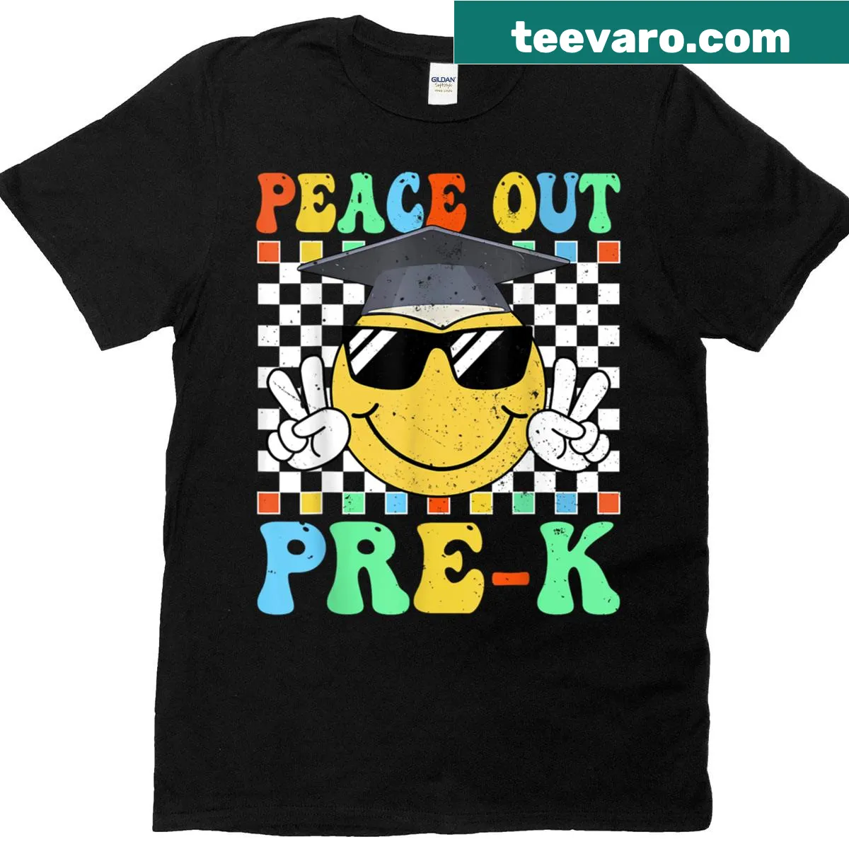 T-shirt with Peace Out Preschool graphic for graduation day — on a men's t-shirt