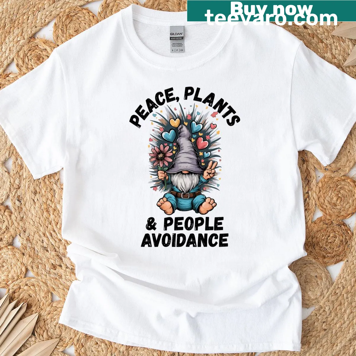 Witty graphic on peace and social avoidance T-shirt — on a men's t-shirt
