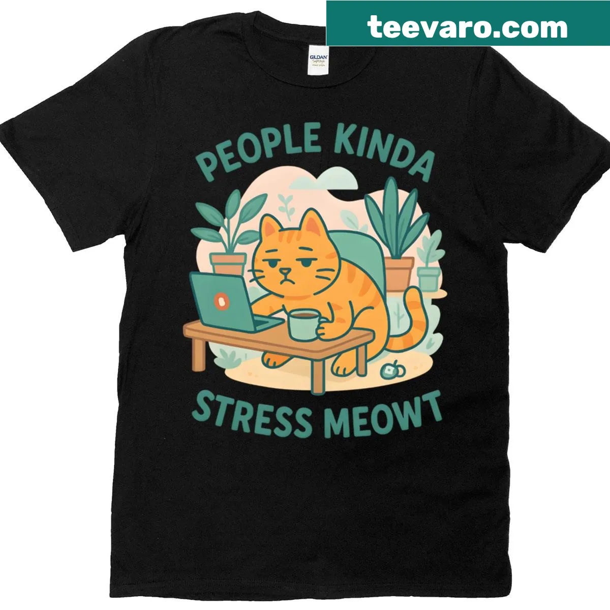 Funny anti-social cat t-shirt with Meowt graphic — on a men's t-shirt