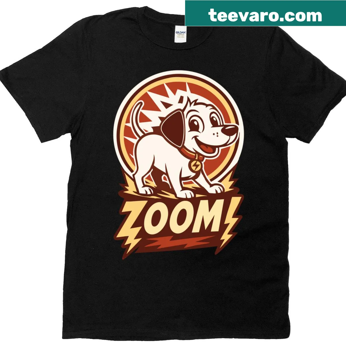 Retro cartoon dog illustration on a playful t-shirt — on a men's t-shirt