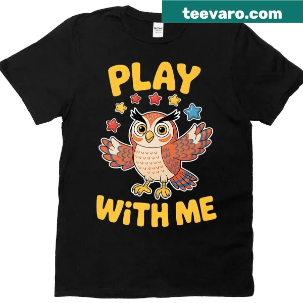 Cartoon owl T-shirt designed for kids with a humorous expression