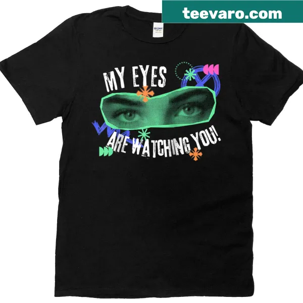 Raglan tee with cartoon eyes pop art design