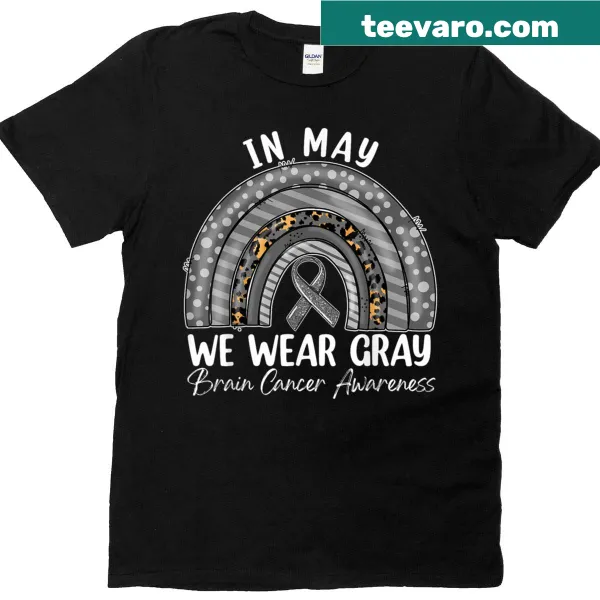 Brain cancer awareness t-shirt with rainbow and gray text