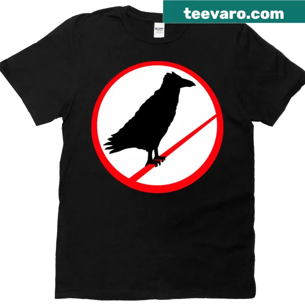 T-shirt featuring a raven and a humorous forbidden sign design