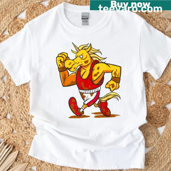 Sporty t-shirt featuring a unicorn design promoting fitness