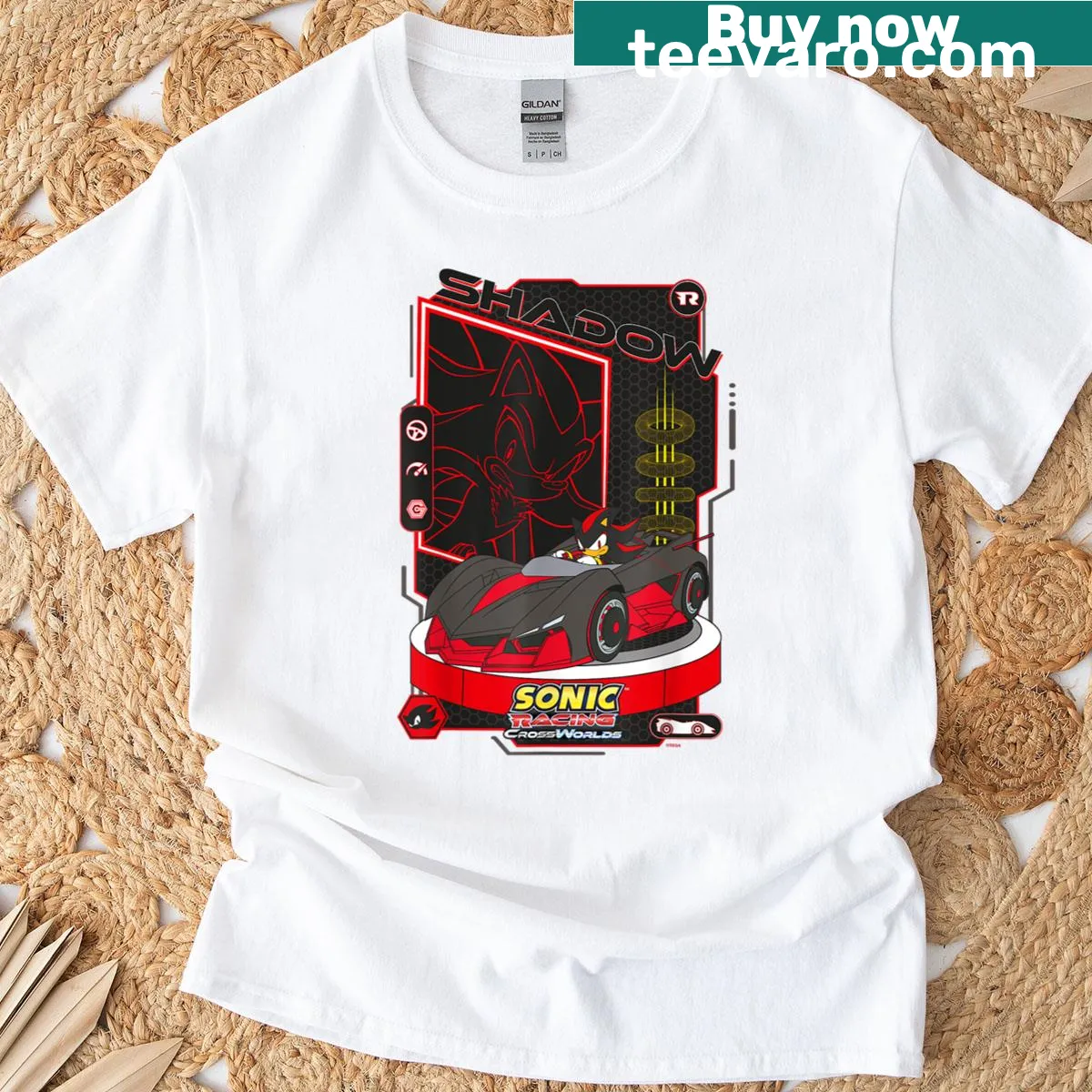 Illustration of Shadow from Sonic Racing on a t-shirt — on a men's t-shirt