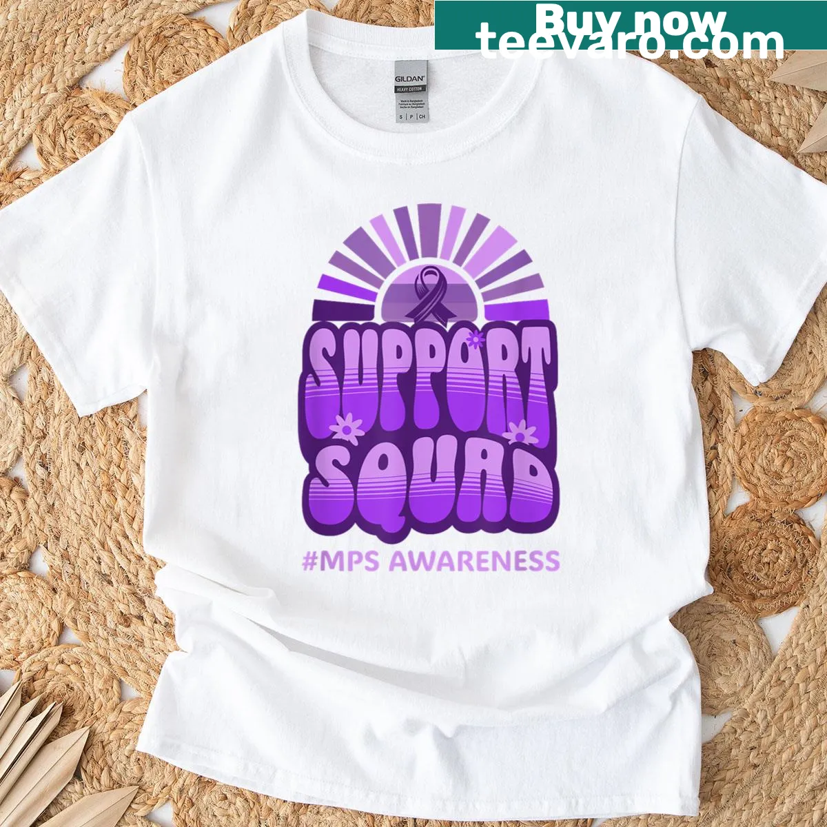 Retro graphic Support Squad MPS Awareness T-shirt — on a men's t-shirt