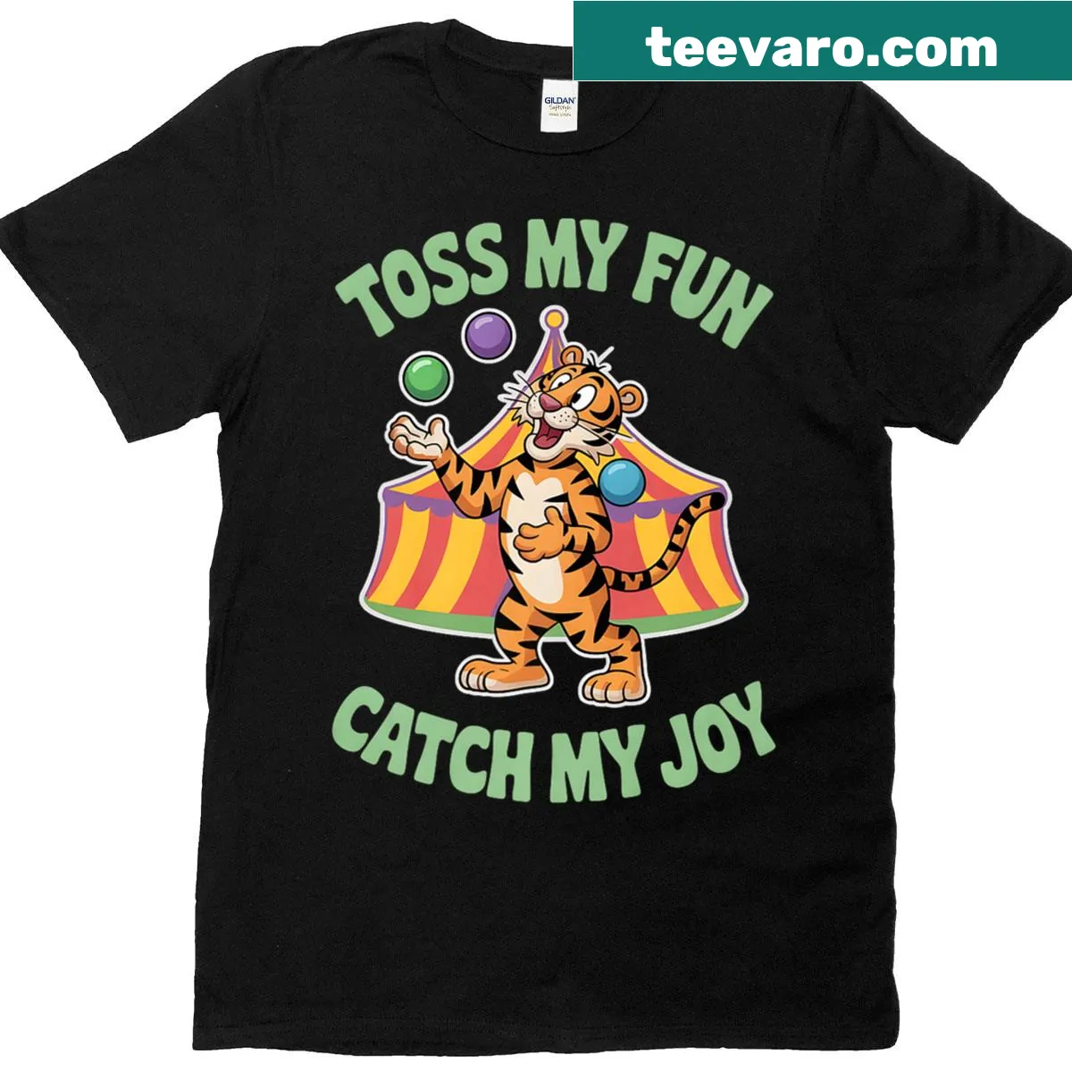 Cartoon tiger design T-shirt for nature lovers — on a men's t-shirt