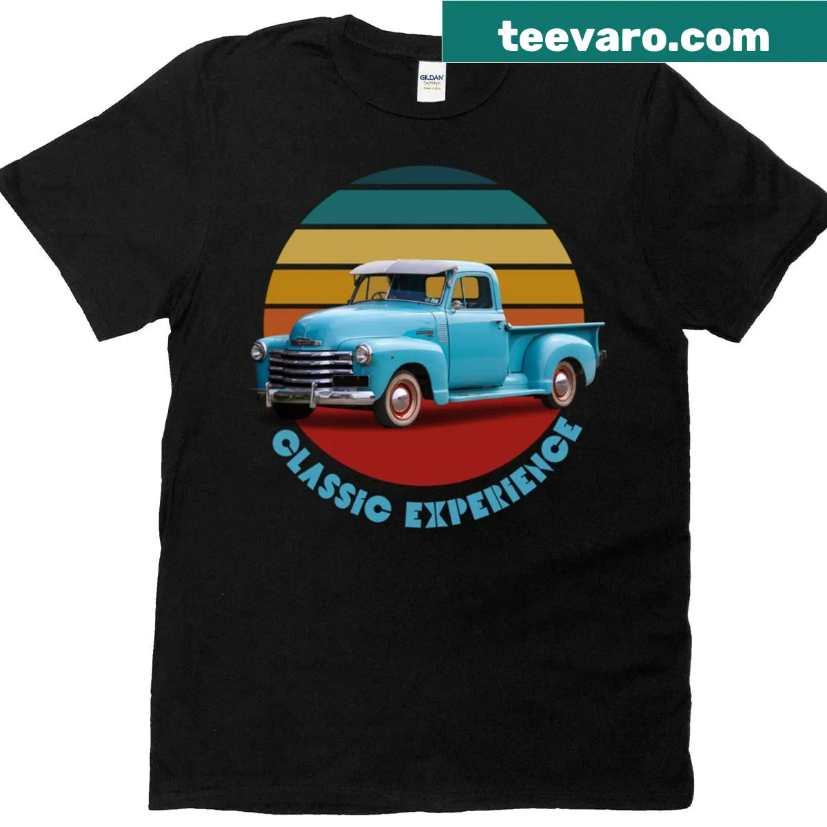 Retro-style truck graphic t-shirt for truck lovers — on a men's t-shirt
