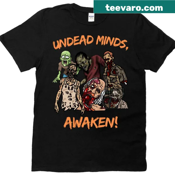 Stylized undead graphic T-shirt with bold typography