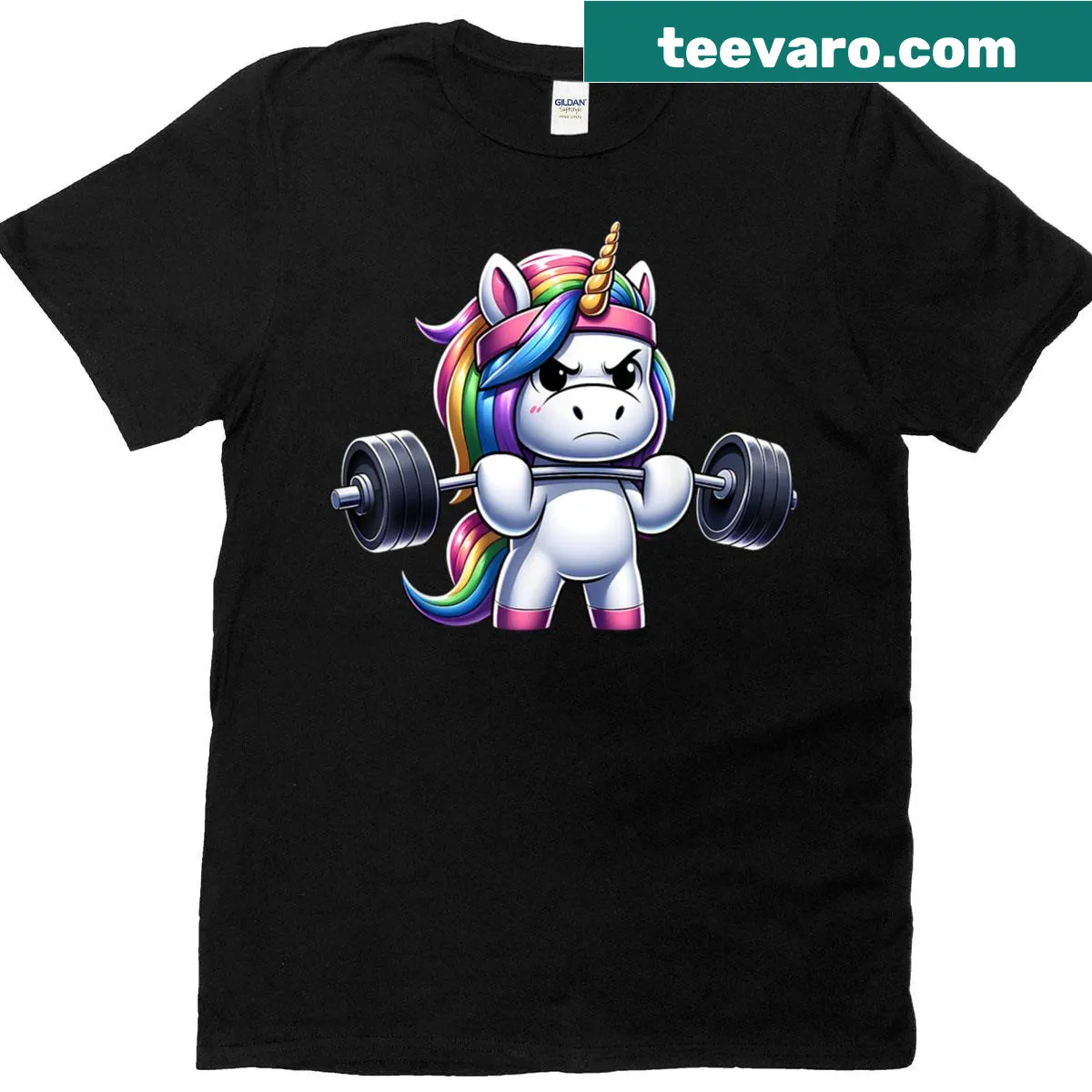 Fitness t-shirt with unicorn deadlift graphic — on a men's t-shirt