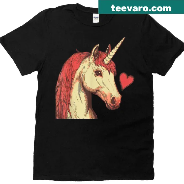 Whimsical unicorn with hearts for Valentine's Day t-shirt