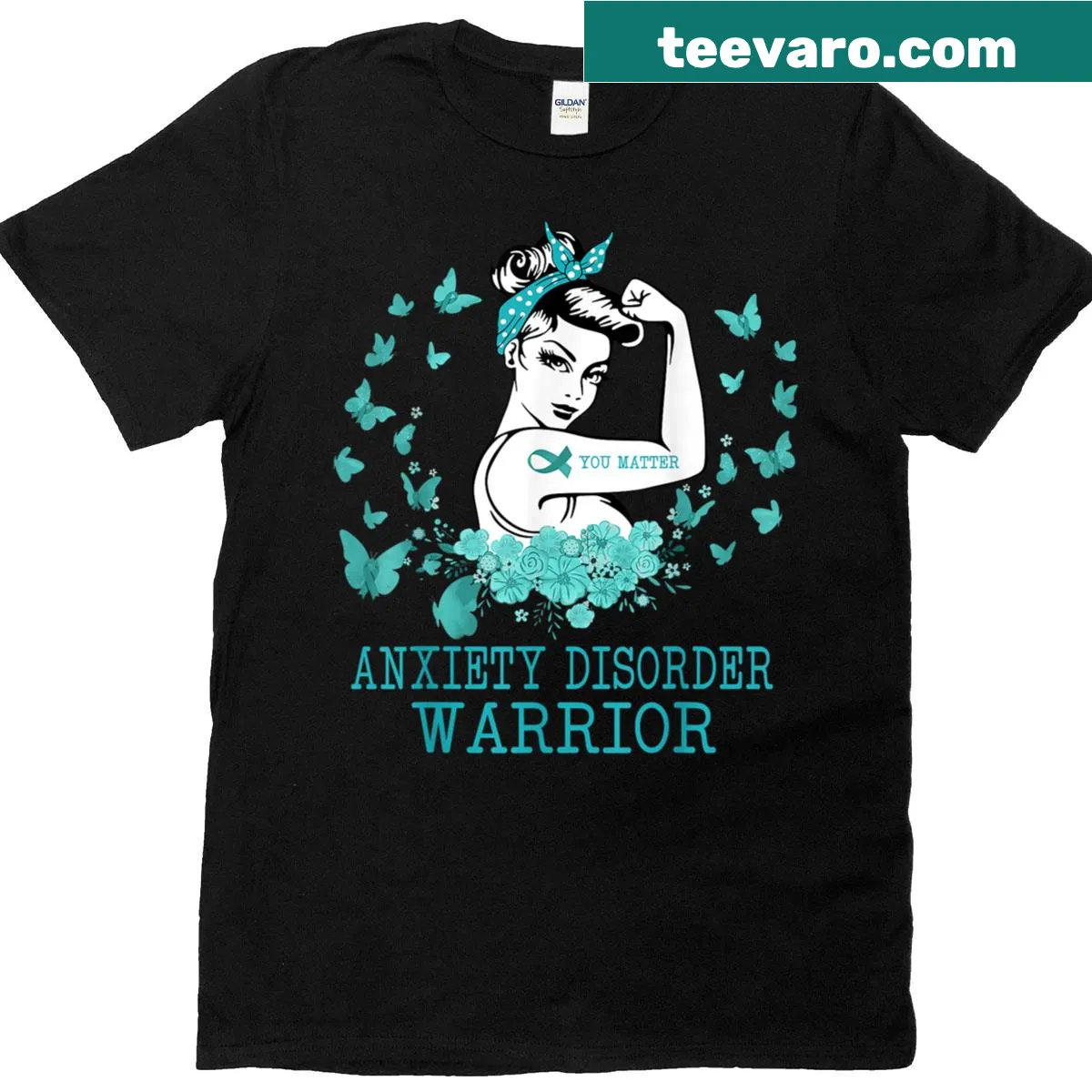 Empowering T-shirt for anxiety disorder awareness with warrior graphic — on a men's t-shirt