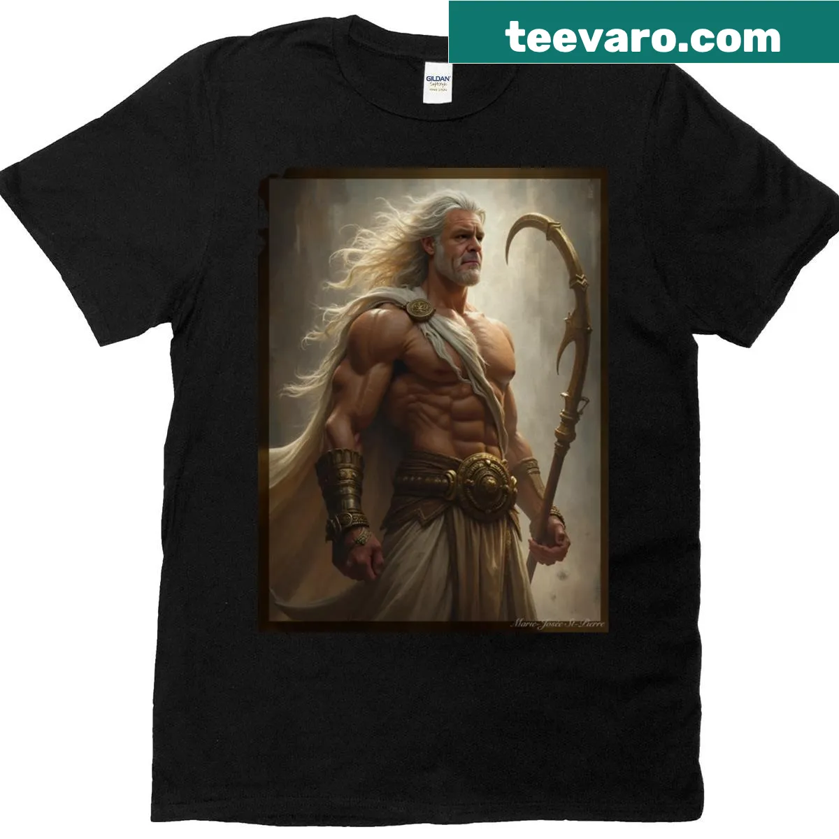 Graphic T-shirt featuring Ares, the Greek god of war, in bold detail — on a men's t-shirt
