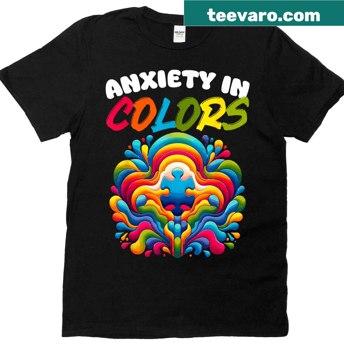 T-shirt with puzzle piece graphic for Autism Awareness Month — on a men's t-shirt