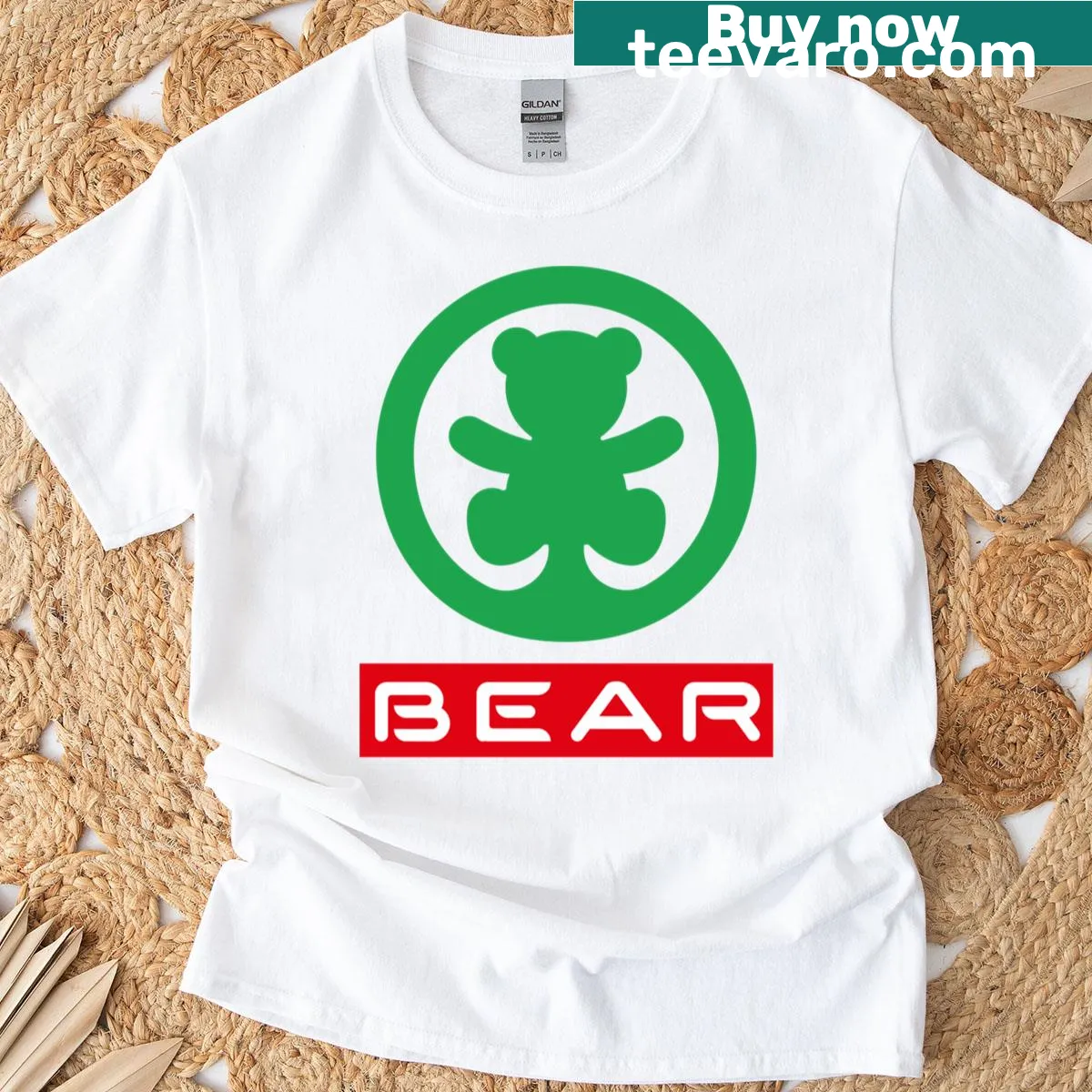 Minimalist bear graphic on a stylish premium t-shirt — on a men's t-shirt