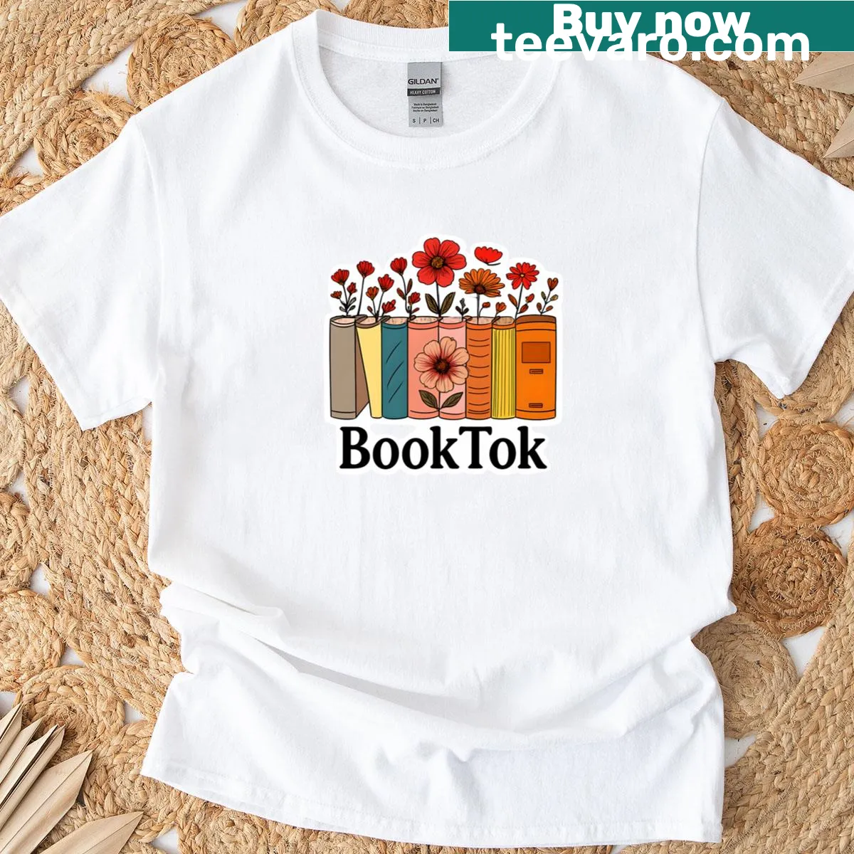 Booktok themed t-shirt with whimsical text celebrating reading — on a men's t-shirt