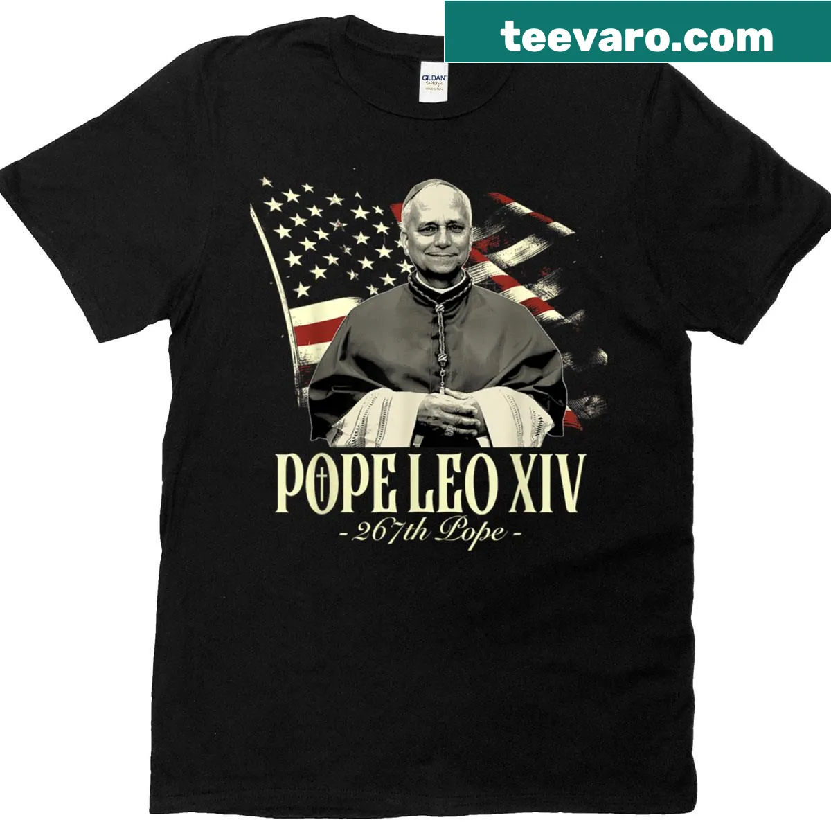 Vintage-style Cardinal Robert Prevost and Pope Leo XIV graphic — on a men's t-shirt
