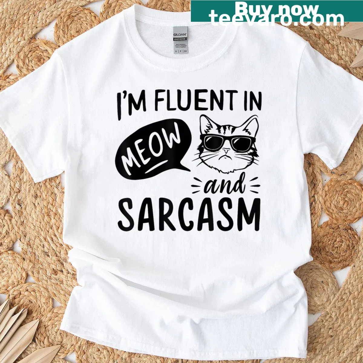 Sarcastic text design for cat lovers on a T-shirt — on a men's t-shirt