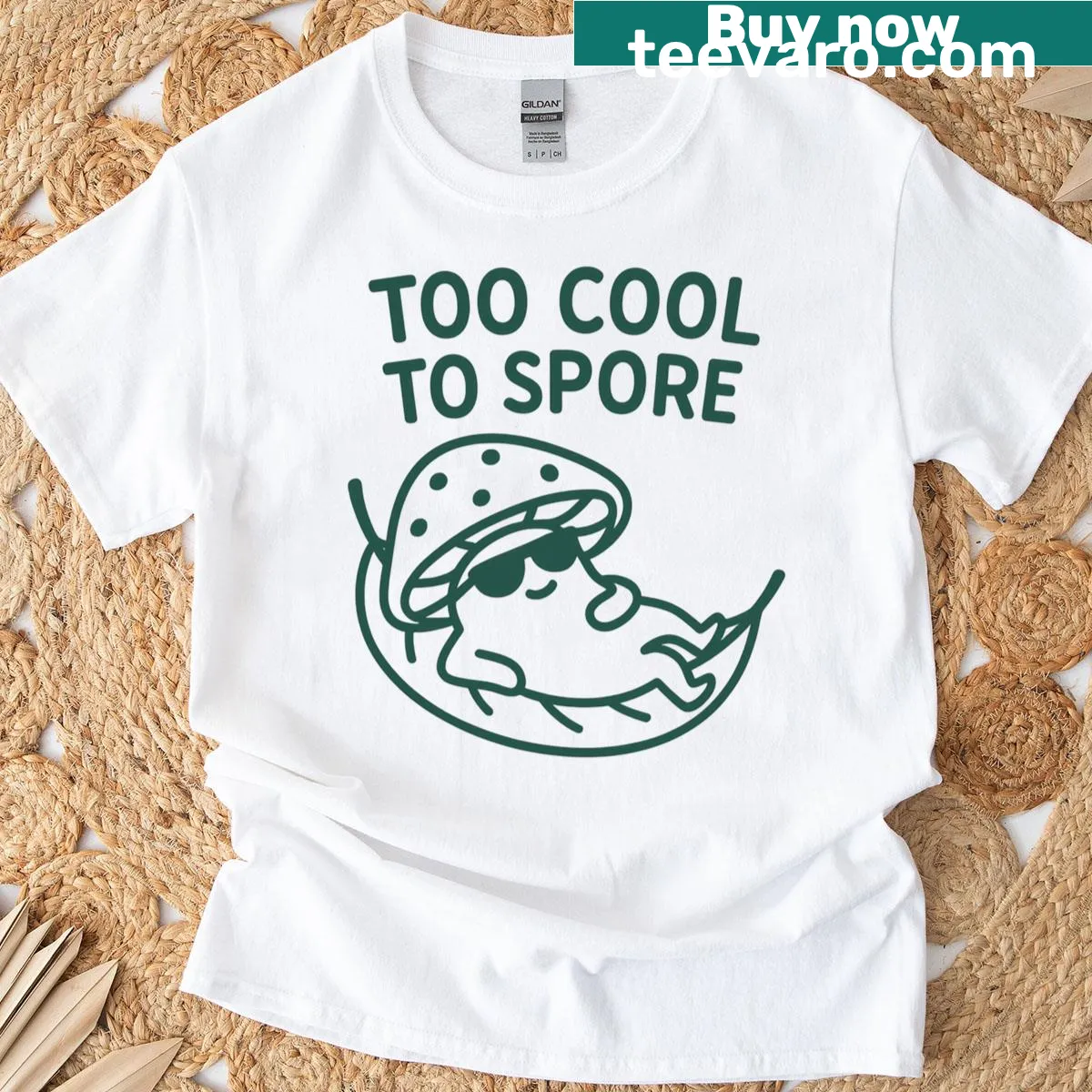 Cartoon mushroom character design on a t-shirt — on a men's t-shirt