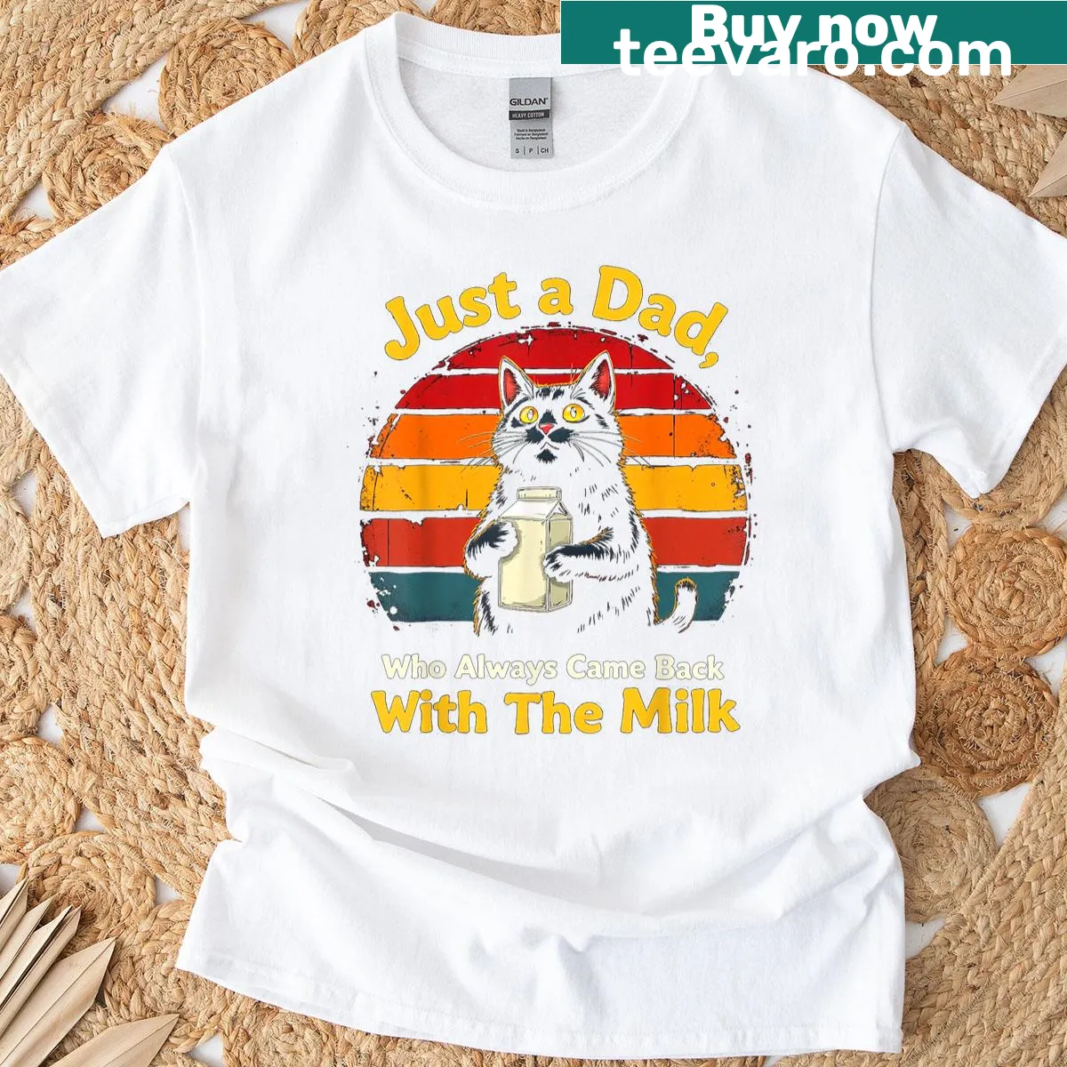 Funny T-shirt featuring cool cat dad jokes in playful typography — on a men's t-shirt